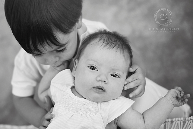 New baby girl with brother, Wimbledon newborn photography